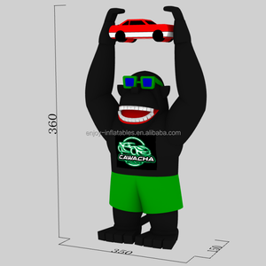 Gorille gonflable géante, <span class=keywords><strong>vert</strong></span>, noir, rose, rouge, bleu, avec lunettes et shorts jaunes, - Product Image 4