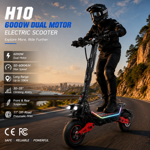Trottinette électrique tout-terrain haute performance H10 à double moteur, 74 km/h, pour adulte, 60V 28Ah, robuste, TS-H10, pneus pneumatiques de 12 pouces, entrepôt UE - Product Image 6