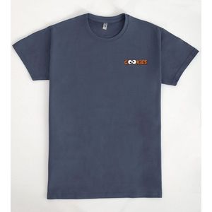 Camiseta Cookies Pocket Azul Marino con Diseño de Letras Pequeñas, Ropa Promocional - Product Image 1