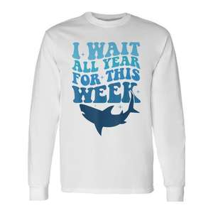 Camiseta de manga larga Shark Lover Ocean Wildlife Espero todo el año por esta semana - Product Image 1