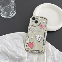 Casing HP iPhone 18 Pro Max 16 14 13 Plus dengan Desain Sublimasi Glitter, Hiasan Hati, Pita, dan Bunga