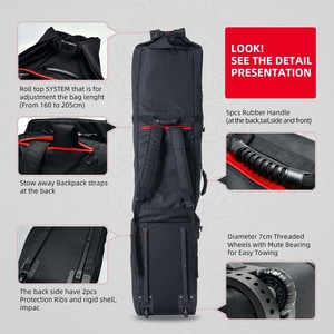 Échantillon gratuit Fabrication sur mesure Sac de voyage pliable réutilisable en néoprène pour le ski sur neige 160 CM Housse de snowboard - Product Image 6