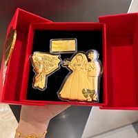 Coffret cadeau de mariage en feuilles d'or 24 carats de 0,3 g, bouquet de roses pour la mariée et le marié, souvenir de mariage.