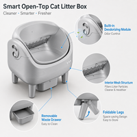 V7 Open-Top Smarte Katzentoilette mit App-Steuerung, automatischer Reinigung, Radarerkennung, Infrarot-Einklemmschutz, für mehrere Katzen