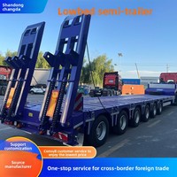 Semi-remorque à plateau surbaissé à six essieux d'une capacité de 60 tonnes pour machines de construction et charges surdimensionnées, origine Chine