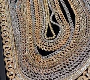 Collier Hip Hop pour homme <span class=keywords><strong>en</strong></span> or jaune 20CM 22CM, chaîne Miami épaisse et lourde avec diamants, chaîne cubaine glacée pour mariage ou cadeau - Product Image 4