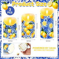 Lot de 3 bougies LED sans flamme bleu et blanc classiques, à piles, écologiques, style méditerranéen, pour décoration de Noël et de la maison
