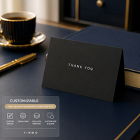 Carte de remerciement minimaliste noire mate personnalisée de haute qualité, logo personnalisé, forme personnalisée, OEM