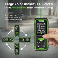 Télémètre laser numérique de précision Huepar BLM-100G vert bilatéral 200m avec conversion d'unités, outil de mesure laser rechargeable