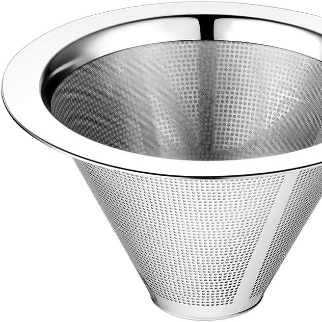 Залить Воронка-дриппер для кофе из нержавеющей стали фильтр для кофе, легко чистится безбумажный залить кофеварка