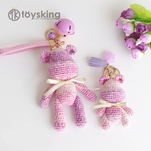 TK all'ingrosso simpatico regalo per bambini all'uncinetto <span class=keywords><strong>Amigurumi</strong></span> peluche orsacchiotto 100% giocattoli lavorati a maglia fatti a mano portachiavi - Product Image 1