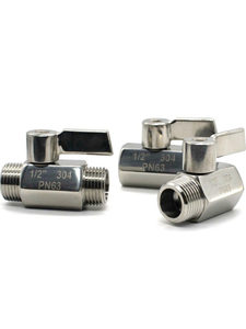 Mini Válvula de Bola Manual de Acero Inoxidable 304 con Rosca Macho/Hembra, Alto Drenaje de Agua, Control de Encendido/Apagado Roscado - Product Image 1