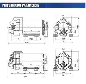 משאבת הגברת לחץ RO בלחץ גבוה מדגם Handwei HDW-B-1200SG, משאבת דיאפרגמה DC, תמיכה בהתאמה אישית OEM/ODM, מי שתייה, 100PSI מקסימום - Product Image 3