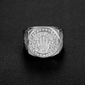 yunnique Men's Stainless Steel <b>Crown</b> <b>Ring</b> Pave Setting Silver Color Gift Jewelry - Product Image 2