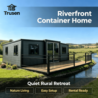 Maisons de rangement optimisées, bâtiments préfabriqués en structure acier, maisons prêtes à être expédiées, maisons complémentaires avec terrasse, mini-maisons