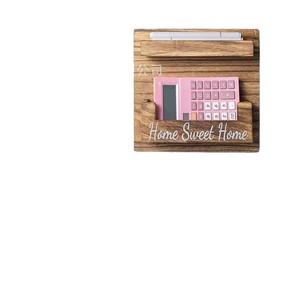 Wooden Wall Mounted Storage Rack 2 Tier Rectangle Multipurpose Living Room Key Organizer Solid Wood <b>Home</b> Use - Product Image 5