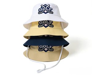 มีหลายสีให้เลือก หมวกบักเก็ตปักโลโก้ GOLF หมวกกันแดดผ้าฝ้ายแบบพับได้สำหรับทุกเพศ หมวกตกปลาสำหรับกอล์ฟกลางแจ้ง ขายส่ง - Product Image 5