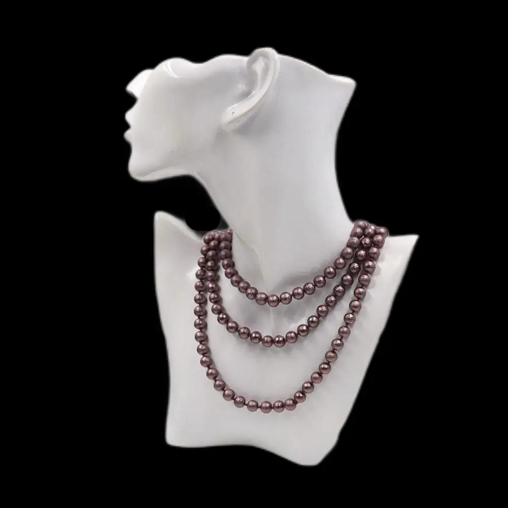 Vente en gros 150cm Laria collier noué chocolat noir ombre chandail chaîne rides perle collier de perles pour dames