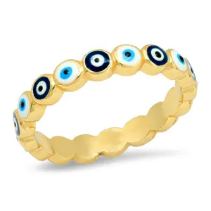 Enamel fashion finger custom jewelry women gold evil eye rings