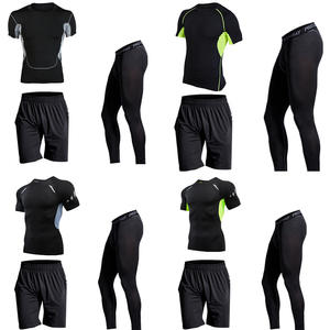 Conjuntos Deportivos de 5 Piezas para Hombre con Logotipo Personalizado al por Mayor, de Alta Elasticidad, Secado Rápido y Transpirables para Gimnasio y Fitness - Product Image 3