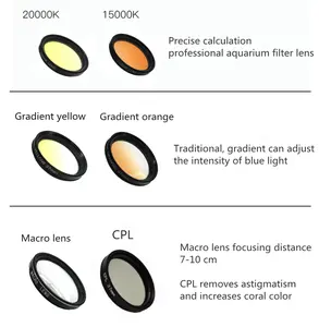 Kit de lentes Macro de Coral Universal, lentes de filtro amarillo y naranja, fotografía profesional, 7 en 1, para acuario, Arrecife de Coral
