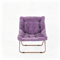 Fauteuil de détente pliable en peluche douce avec structure métallique, portable, pour intérieur et extérieur, idéal pour salon, balcon, terrasse