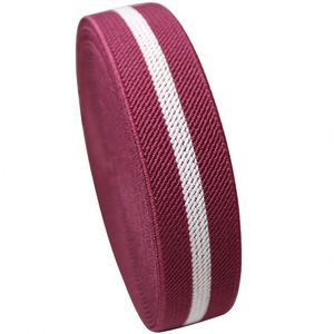 Bande élastique rayée 2,5 cm rouge et blanche, ceinture élastique unilatérale en sergé, bande élastique multicolore - Product Image 6