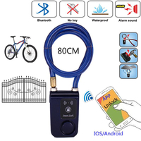Kunci Kabel Label Pribadi dengan Alarm 110dB, Kunci Sepeda Tanpa Kunci Tahan Air, Dikendalikan Aplikasi Pintar untuk Kendaraan Luar Ruangan/Skuter
