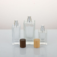 Flacon de parfum rectangulaire en verre avec couvercle en bois 30ml 50ml 100ml – Vente en gros, pulvérisateur à pompe, sérigraphie, diffuseur à bâtonnets