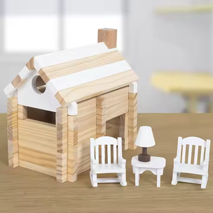 Blocs de construction <span class=keywords><strong>en</strong></span> bois massif écologiques pour <span class=keywords><strong>maison</strong></span> <span class=keywords><strong>en</strong></span> rondins, jouet Montessori unisexe pour l'apprentissage précoce, jeu de construction, cadeau pour les tout-petits - Product Image 3