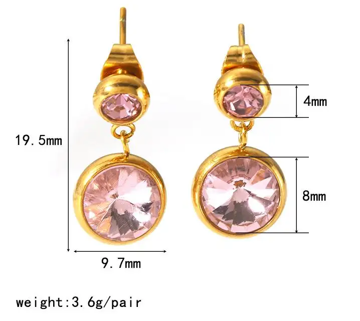 Edelstahl Kreis Kristall-Tropfen-Ohrringe glänzende kubische Zirkonsche Ohrringe Damen Mädchen Schmuck