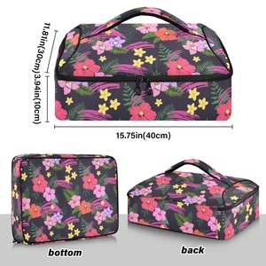 Hawaiian New Arrival Custom Tropical Flower Print BBQ Thermal Insulated Portable Lunch Cooler Pizza Carrier Bag for Delivery - Product Image 3