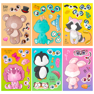 Cute Little Animal Puzzle Stickers Cartoon Stickers Children's Creative Animal Puzzle DIY Stickers - Product Image 2