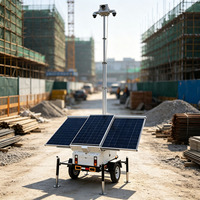 Remorque de sécurité autonome avec 3 panneaux solaires, câble interne de 6 m, mât et caméra en option pour sites isolés