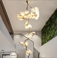 Lustre moderne de luxe en cuivre et verre, grand modèle LED artistique, créatif et de haute qualité, pour bureau à domicile ou hôtel