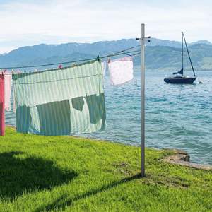 2.4m grands ensembles d'outils de <span class=keywords><strong>jardin</strong></span> cordes à <span class=keywords><strong>linge</strong></span> robuste PVC galvanisé poteau en acier 30M ligne organisateur de vêtements d'extérieur - Product Image 4