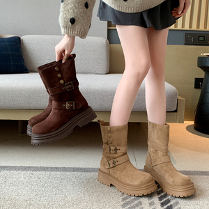 Bottines <span class=keywords><strong>Mary</strong></span> Jane à boucle convertible 2 en 1 111-6 pour femmes, semelle épaisse, style <span class=keywords><strong>Martin</strong></span> et western, tailles plus grandes 41-44 - Product Image 2