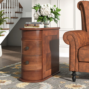 Luxury High-End Narrow Solid Wood <b>Sofa</b> <b>Side</b> <b>Table</b> Desk Light American Style Living Room Cabinet Shaker Door 3 Drawers Mobile - Product Image 1
