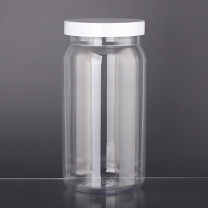 Transparent Food Grade PET 1100Ml Wide Mouth Storage Cookie Candy Nuts Dry Fruit Containers Plastic Mason Jar With Lid