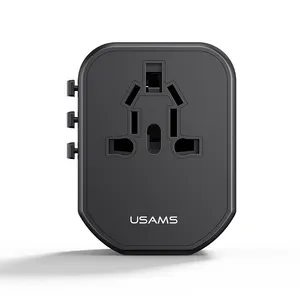 USAMS-adaptador Universal CC179 para viaje internacional, cargador rápido con USB Dual y Tipo C de 20W (EE. UU./AU/REINO UNIDO/UE)