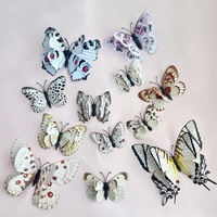 12 pièces PVC artificiel 3D papillon ensemble gâteau Topper pour Noël Graduation Pâques fête fournitures et décoration de la maison