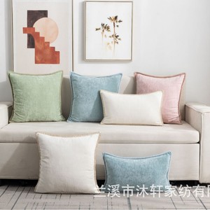 Sarung Bantal Chenille Lembut Berwarna Solid dengan Pinggiran Jahitan Benang Katun Ukuran 18 X 18 Inci untuk Sofa, Tempat Tidur, Ruang Tamu - Product Image 2