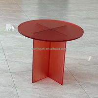 Table ronde en acrylique épaisse de style nordique, table à thé en acrylique mat, table console moderne en acrylique