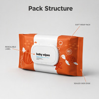 Lingettes humides pour bébé en bambou doux de marque personnalisée, formule douce, non-tissées, sans parfum, pour les soins de la peau, usage domestique