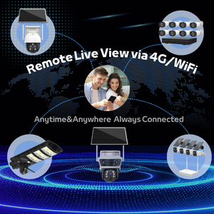 Eseecloud 2.4G 5G WiFi 1 objectif 4MP 4G carte SIM caméra de réverbère solaire vision nocturne carte mémoire PTZ caméra de sécurité sans fil - Product Image 2