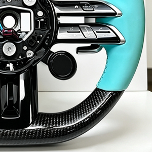 Volant de course sport en fibre de carbone et cuir, poignées en cuir bleu Tiffany pour Mercedes Benz AMG GLC <span class=keywords><strong>GLE</strong></span> CLA SLS GLK toutes séries - Product Image 5