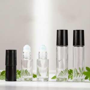 LingKa LK01 5ml 10ml Thicken Bottom Clear Glass Roll-On Bottle for Essential Oil & <b>Perfume</b> with Black & White Cap - Product Image 1