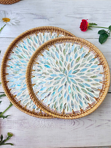 Bandeja de mimbre y nácar a precio competitivo, cesta de frutas para picnic, bandeja de mimbre, bandejas para servir de Vietnam - Product Image 3