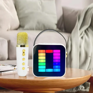 Caixa de Som Portátil com Efeitos de Luz, Estrutura Plástica, Microfones Sem Fio, Caixa de Som para Karaokê, Alça Portátil para Reuniões em Casa e Festas ao Ar Livre - Product Image 3