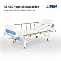 Lisen ABS-A6 Manuelles Krankenhausbett mit Verstellbarer Rückenlehne Metallkonstruktion für Patienten und Senioren Heimpflege